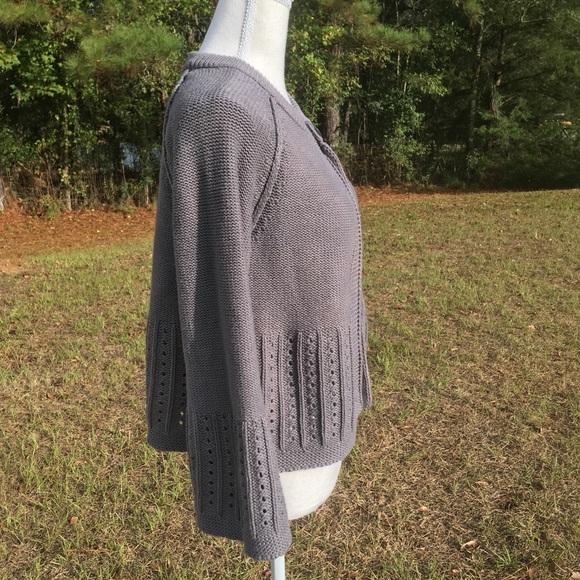 Classic Elements Gray Knit Sweater Cardigan Sz M - Picture 3 of 7
